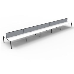 Rapidline Deluxe Infinity Desk Profile Leg Two Sided + Screen 10 Person 9000mmW White/Black