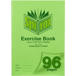 Spirax P117 Exercise Book Poly Cover A4 96 Page 18mm Dotted Thirds
