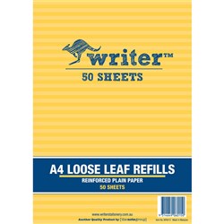 Writer Binder Refills A4 Plain Reinforced Pack of 50