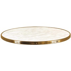 SM France Round Bistro Table Top Indoor Outdoor Use 700D x 25mmH Marble/Brass Edging