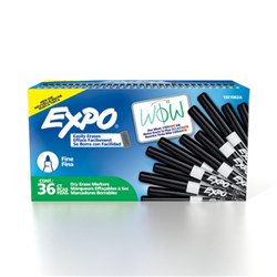 Expo Dry Erase Whiteboard Marker Fine Bullet Black Box of 36