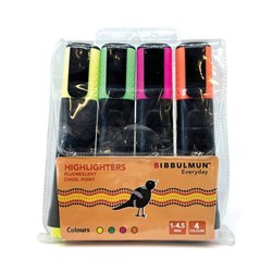 Bibbulmun Highlighters Chisel 1-4.5mm Assorted Fluro Wallet Of 4