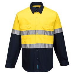 Portwest Hobart Hi-Vis Contrast Shirt Long Sleeve 2XL Yellow And Navy