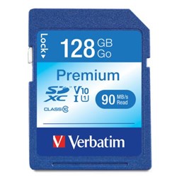 Verbatim Premium SDXC Memory Card Class 10 USH-I 128GB Black