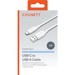 Cygnett Essentials USB-C To USB-A Cable 1 Metre White