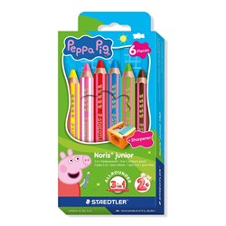 Staedtler Noris Junior Peppa Pig 3-In-1 Colour Pencils With Sharpener Assorted Pack Of 6