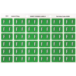 Avery Alphabet Coding Label F Side Tab 25x38mm Light Green Pack Of 180