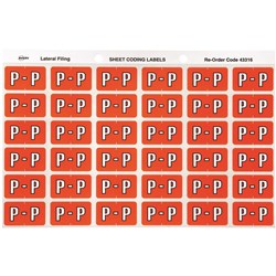 Avery Alphabet Coding Label P Side Tab 25x38mm Dark Orange Pack Of 180
