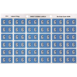 Avery Numeric Coding Label 6 Side Tab 25x38mm Blue Pack Of 180