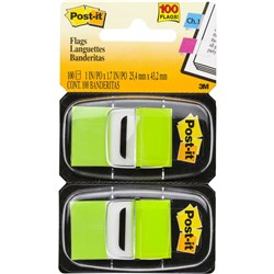 Post-It 680-BG2 Flags Twin Pack 25x43mm Bright Green Pack of 2