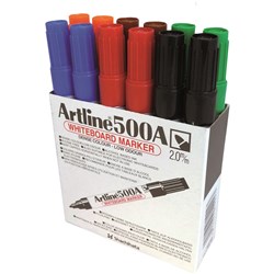 Artline 500A Whiteboard Marker Medium Bullet Assorted Colours Box Of 12
