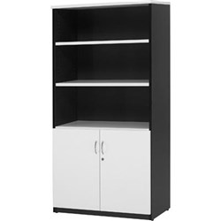 Logan Stationery Cupboard Half Door 900W x 450D x 1800mmH White And Ironstone