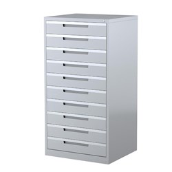 Steelco Steel Multimedia Storage Cabinet 10 Drawer 710W x 620D x 1370mmH Silver Grey
