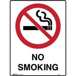 Brady Prohibition Sign No Smoking 450W x 600mmH Metal White/Red/Black