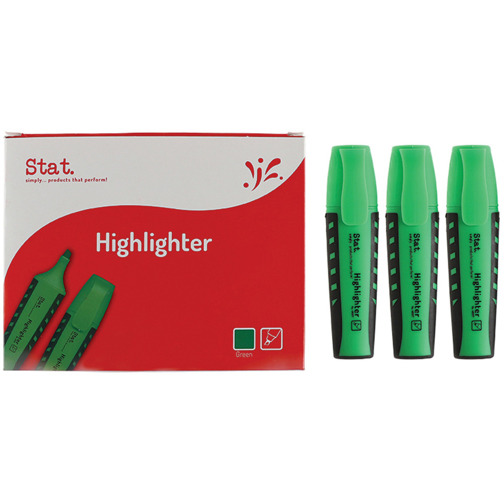 Stat Highlighter Chisel 2-5mm Tip Rubberised Grip Green