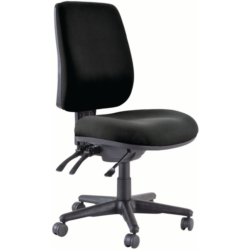 Buro Roma High Back Task Chair 3 Lever No Arms Black Fabric Seat and Back