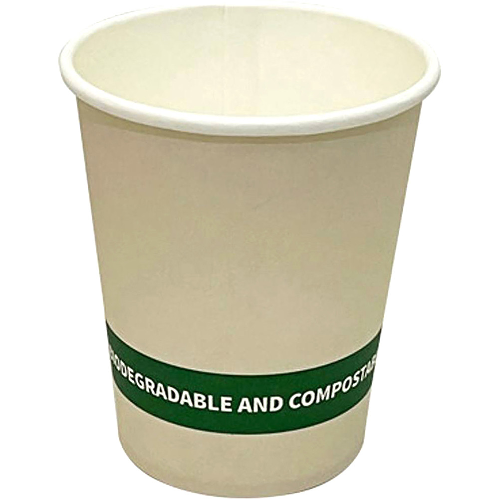 Writer Breakroom Earth Eco Recyclable Single Wall Paper Cups 8oz White Pack Of 50