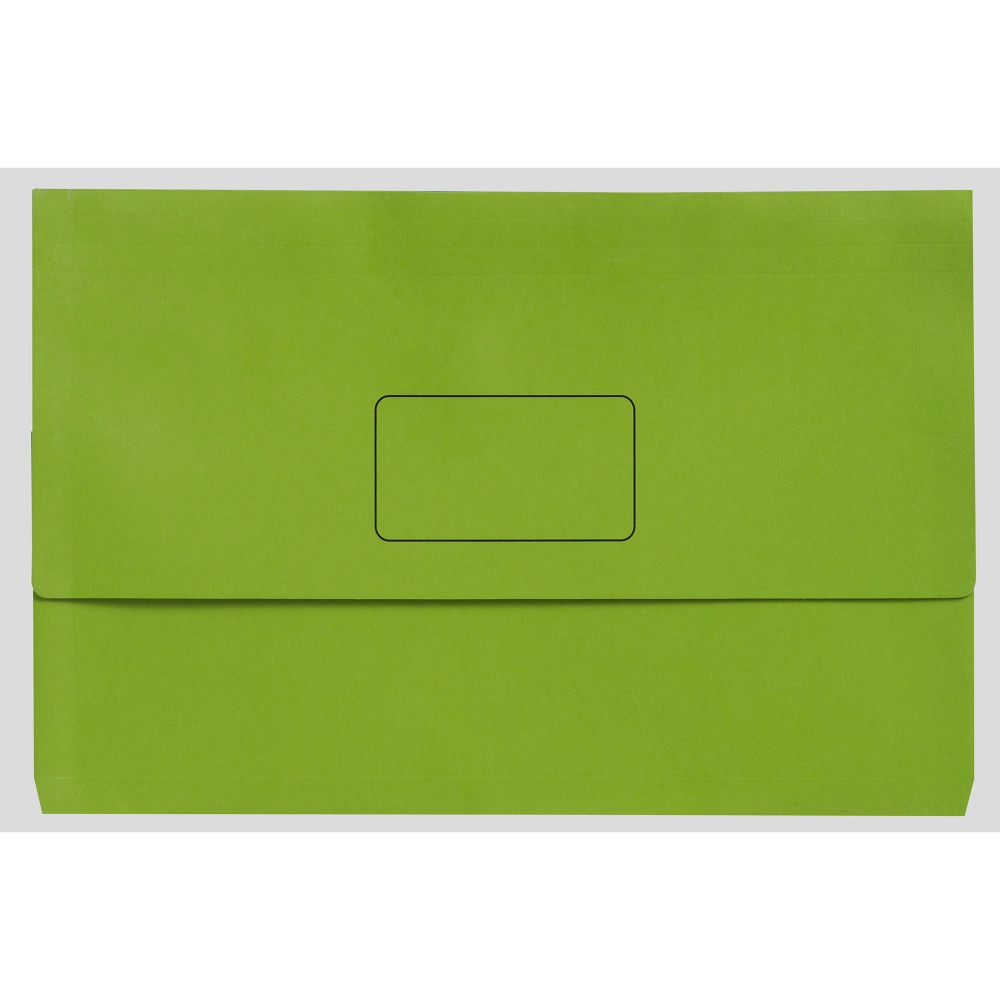 Marbig Slimpick Manilla Document Wallet Foolscap 30mm Gusset Green Pack Of 10