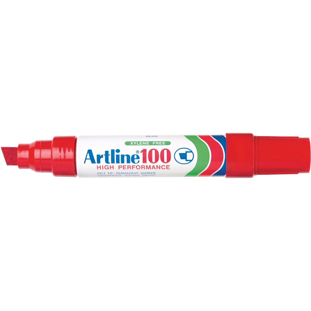 Artline 100 Jumbo Permanent Marker Chisel 12mm Red
