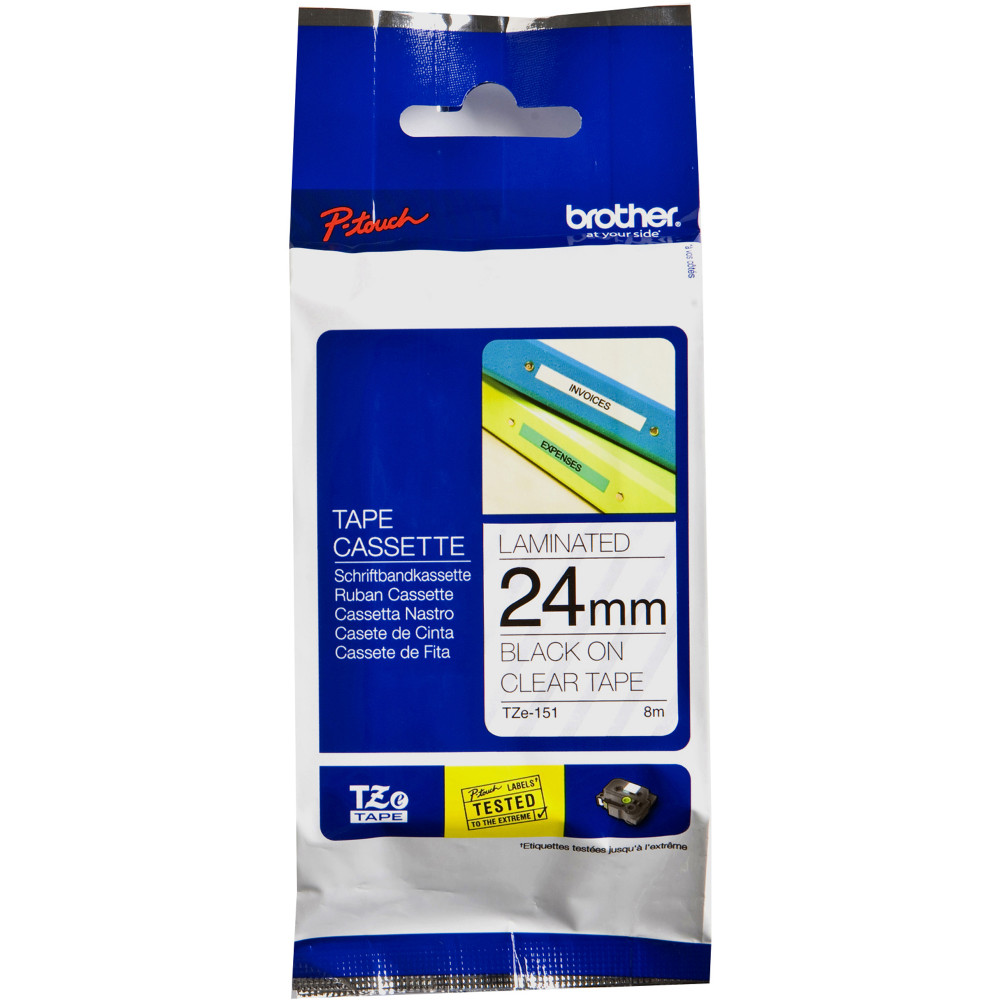 Brother TZE-151 P-Touch Tape 24mmx8m Black on Clear