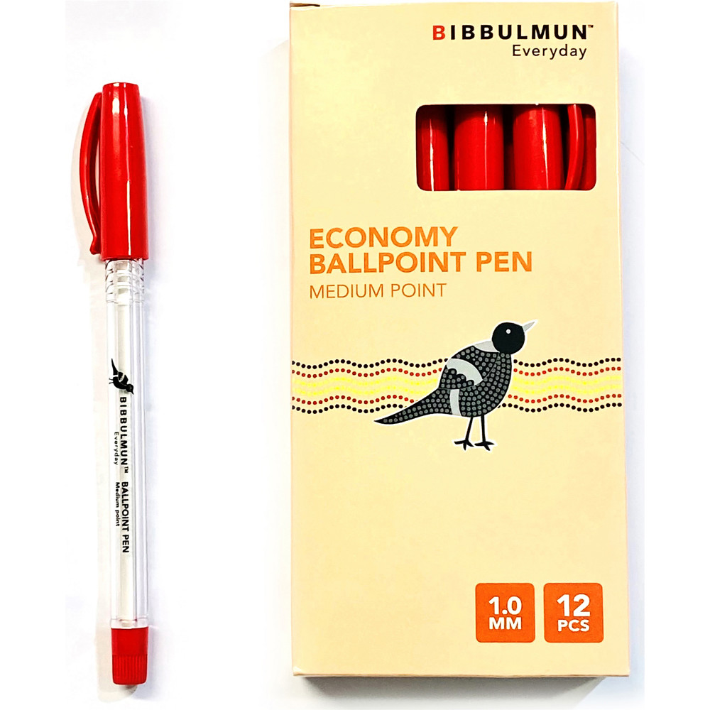 Bibbulmun Ballpoint Pen Economy Medium 1mm Red Pack of 12
