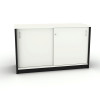 OM Credenza 1200W x  450D x 720mmH Lockable Sliding Doors White And Charcoal
