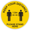Durus Health And Safety Floor Sign Keep Your Distance Adhesive 350mm Yellow/Black