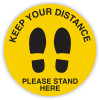 Durus Health And Safety Floor Sign Keep Your Distance Feet Adhesive 350mm Yellow/Black