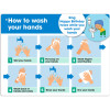 Durus School Sign Wall Mount How To Wash Your Hands 225W x 300mmH Poly Blue And White