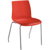 Pod 4 Leg Chair No Arms Chrome Frame Red Plastic Seat