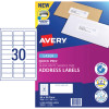 Avery Quick Peel Address Laser White L7158 64x26.7mm 30UP 3000 Labels 100 Sheets