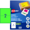 Avery High Visibility Shipping Laser Labels Green L7168FG 199.6x143.5mm 2UP 20 Labels
