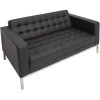 Rapidline Venus Double Sofa Stainless Steel Frame Button Finish Black PU Upholstery