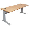 Rapid Span Open Straight Desk 1500Wx700mmD Modesty Panel With Beech Top & Silver Steel Frame