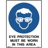 Brady Mandatory Sign Eye Protection Must Be Worn 450W x 600mmH Poly White/Blue
