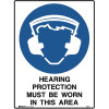Brady Mandatory Sign Hearing Protection Must Be Worn 450W x 600mmH Poly White/Blue