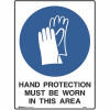 Brady Mandatory Sign Hand Protection Must Be Worn 450W x 600mmH Metal White/Blue