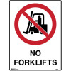 Brady Prohibition Sign No Forklifts 450W x 600mmH Metal White/Red/Black