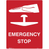 Brady Emergency Sign Emergency Stop 450W x 600mmH Polypropylene White/Red