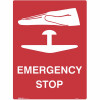 Brady Emergency Sign Emergency Stop 450W x 600mmH Metal White/Red