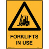 Brady Warning Sign Forklifts In Use 450W x 600mmH Polypropylene Yellow And Black