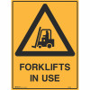 Brady Warning Sign Forklifts In Use 450W x 600mmH Metal Yellow And Black