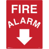 Brady Fire Sign Fire Alarm With Arrow Down 450W x 600mmH Polypropylene White/Red