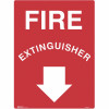 Brady Fire Sign Fire Extinguisher With Arrow 450W x 600mmH Metal White/Red
