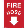 Brady Fire Sign Fire Hose With Arrow Down 450W x 600mmH Polypropylene White/Red