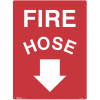 Brady Fire Sign Fire Hose With Arrow Down 450W x 600mmH Metal White/Red