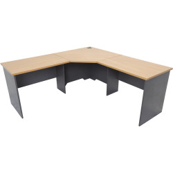 OM 3 Piece Corner Desk 1500/1500W x 600D x 720mmH Beech And Charcoal