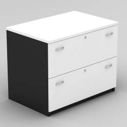 OM Lateral Filing Cabinet 2 Drawer 900W x 600D x 720mmH White And Charcoal