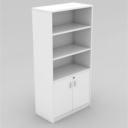 OM Half Door Storage Cupboard 900W x 450D x 1800mmH All White