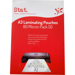 Stat Laminating Pouches A3 80 Micron Clear Pack of 50